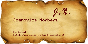 Joanovics Norbert névjegykártya